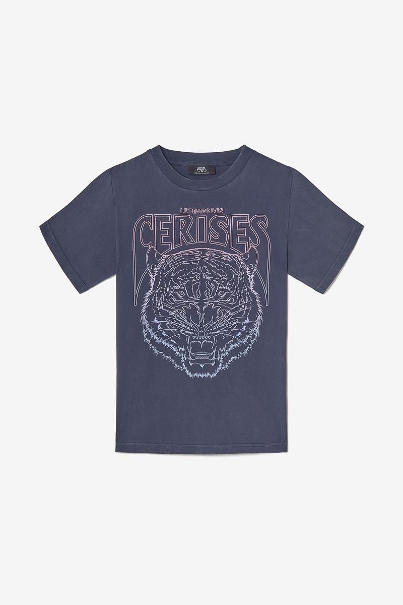 le temps des cerises T-shirt Hoppergi bleu délavé