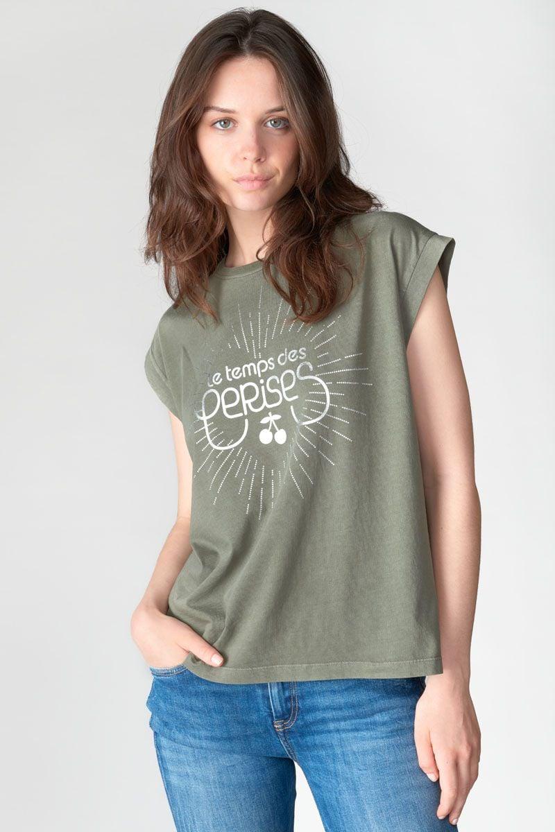le temps des cerises T-shirt Hutch kaki imprimé