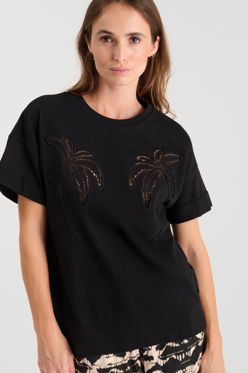 Le Temps Des Cerises T-shirt Istan Noir Brodé
