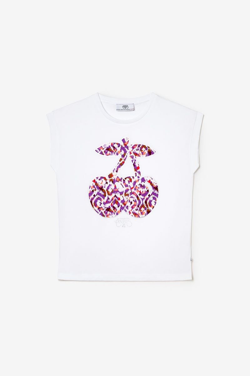 le temps des cerises T-shirt Jakobgi blanc imprimé