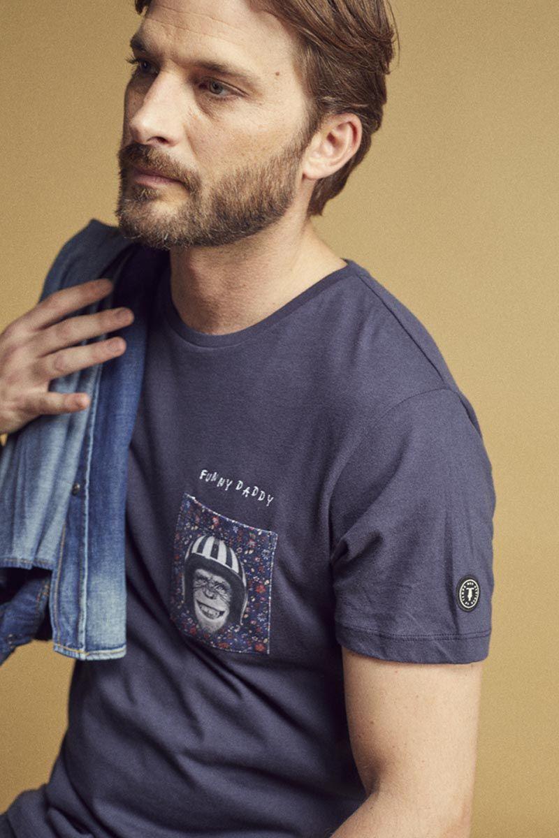 le temps des cerises T-shirt Lesin bleu marine