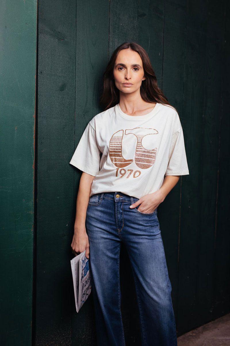 le temps des cerises T-shirt Lynette crème imprimé