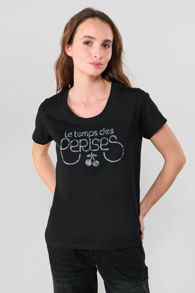 Le Temps Des Cerises T-shirt Manet Noir Imprimé