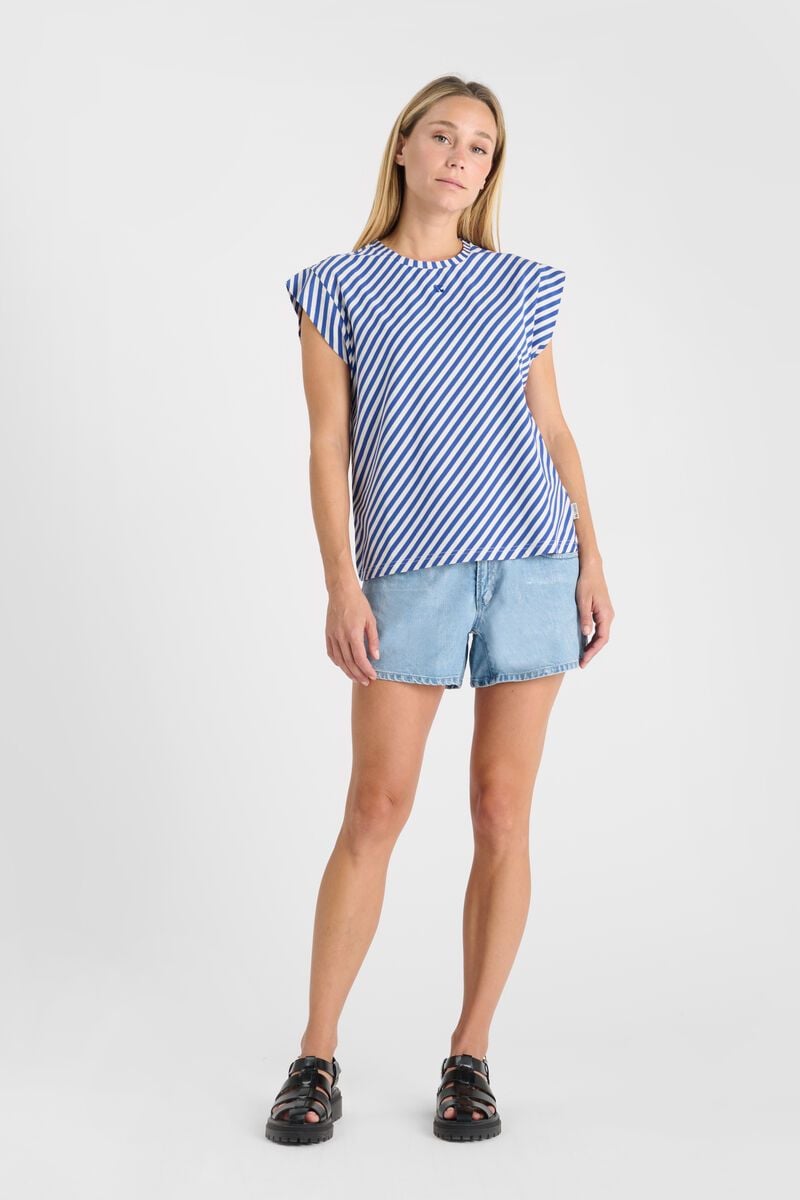 Le Temps Des Cerises T-shirt Marabi Bleu à Rayures