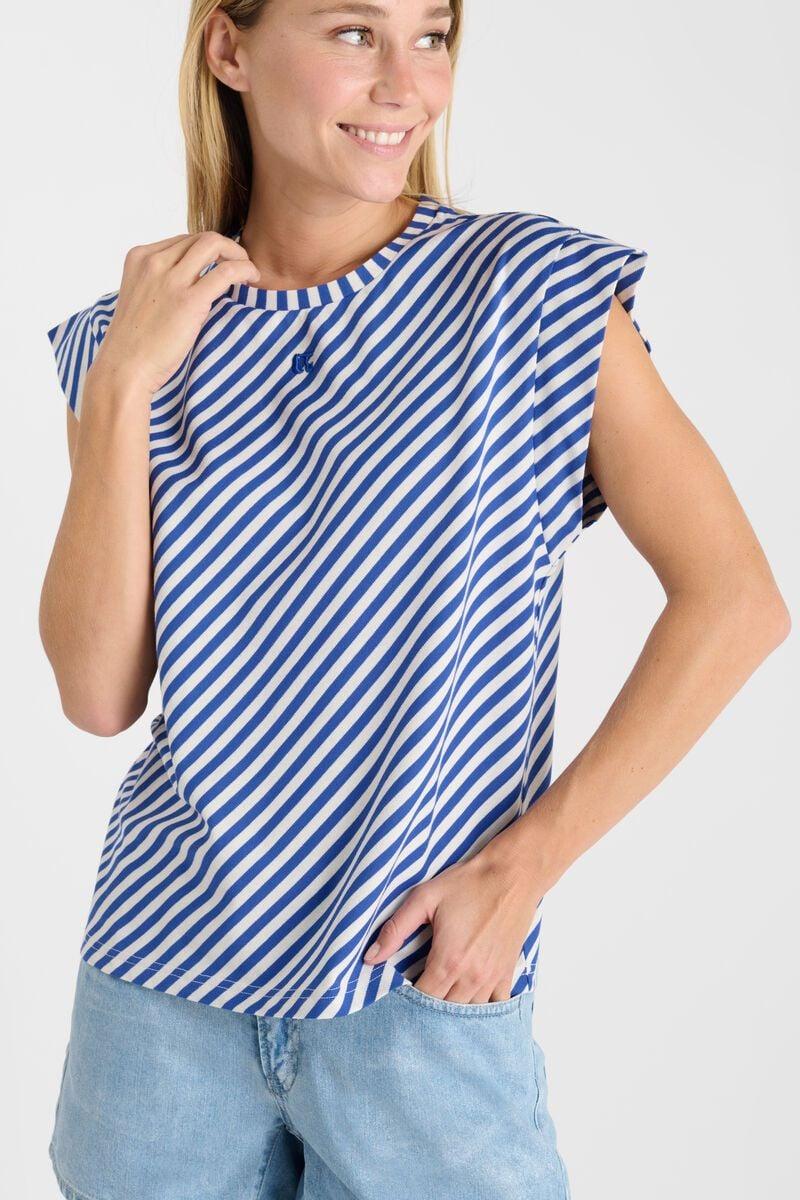 le temps des cerises T-shirt Marabi bleu à rayures