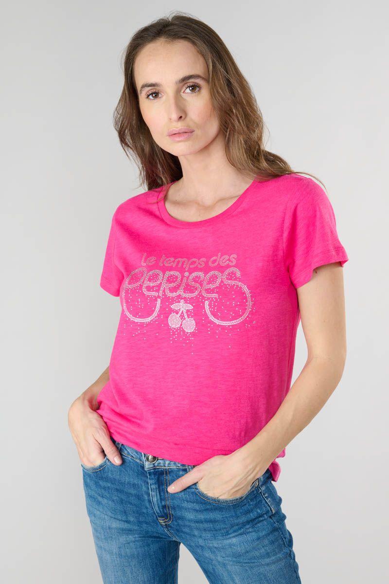 le temps des cerises T-shirt Marty fuchsia imprimé