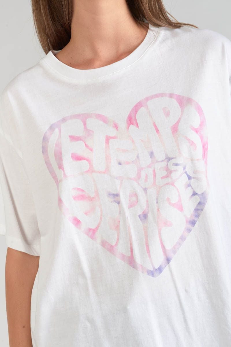 le temps des cerises T-shirt Moona blanc imprimé