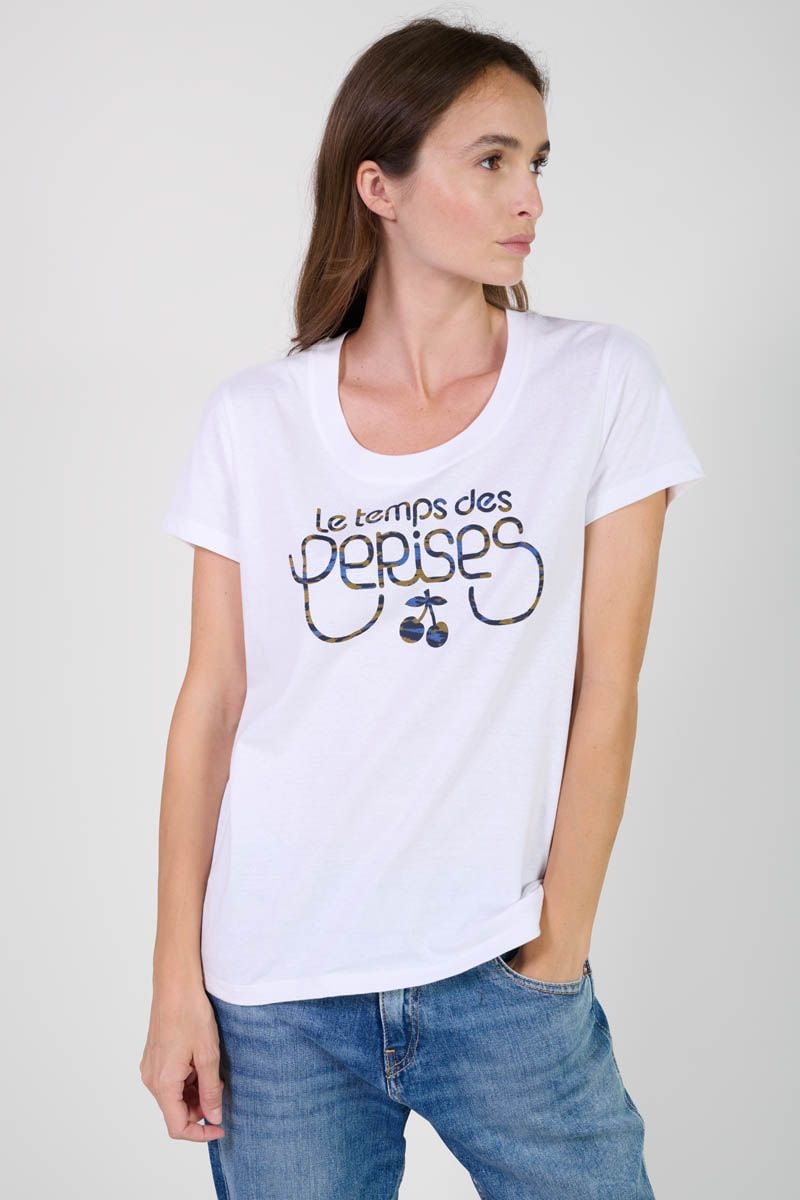 Le Temps Des Cerises T-shirt Moubi Blanc Imprimé