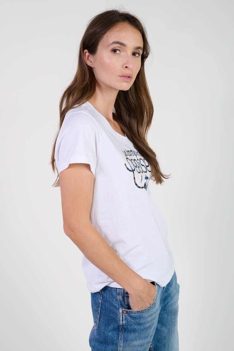 Le Temps Des Cerises T-shirt Moubi Blanc Imprimé