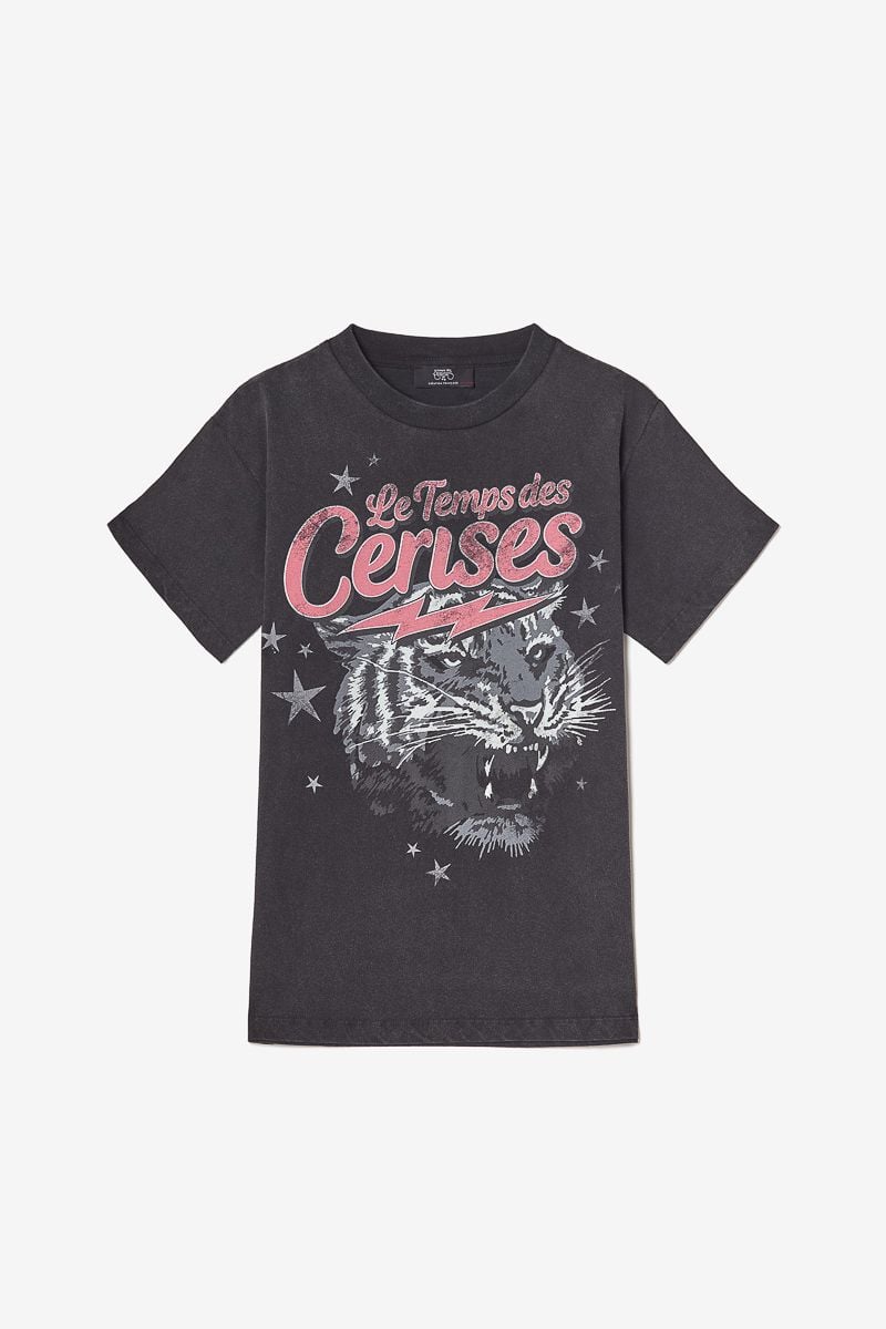 le temps des cerises T-shirt Munsongi noir délavé