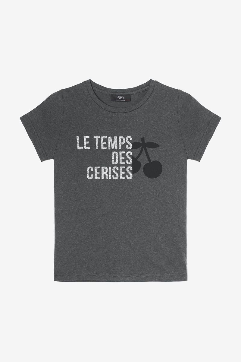 le temps des cerises T-shirt Nastiagi gris imprimé