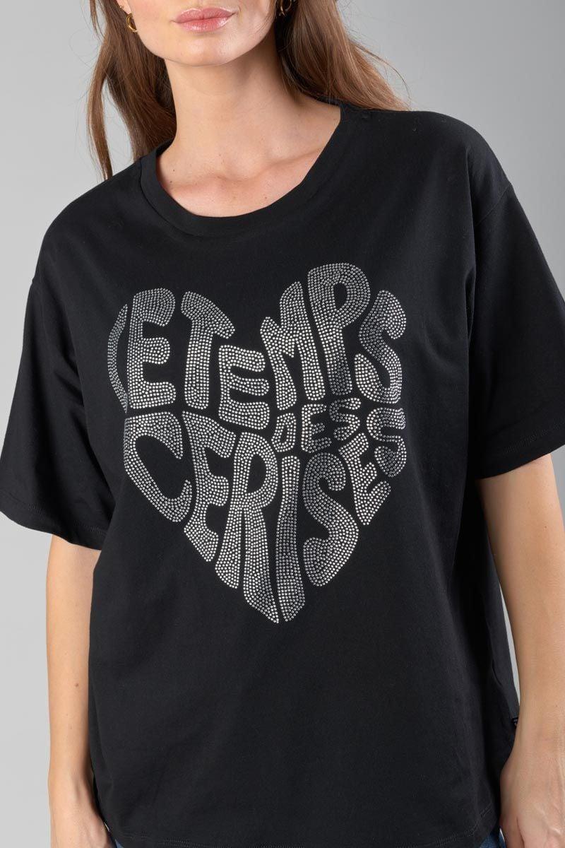 Le Temps Des Cerises T-shirt Oraya Noir à Strass