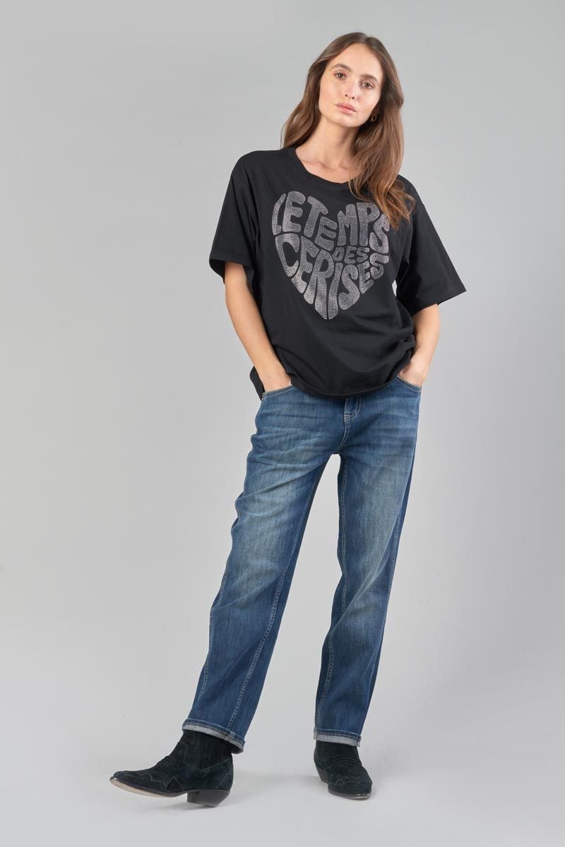 Le Temps Des Cerises T-shirt Oraya Noir à Strass