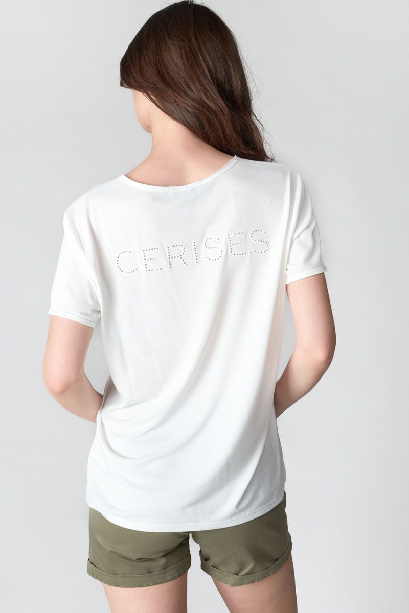 le temps des cerises T-shirt Parodia blanc brodé