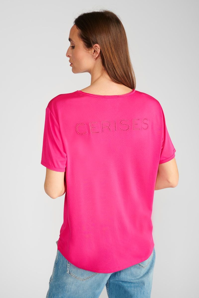 Le Temps Des Cerises T-shirt Parodia Fuchsia Brodé