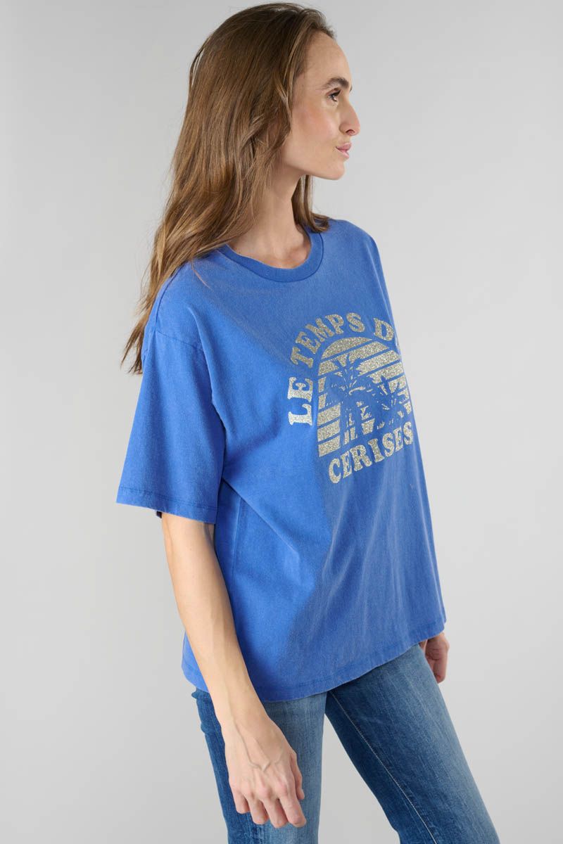 Le Temps Des Cerises T-shirt Riley Bleu Imprimé