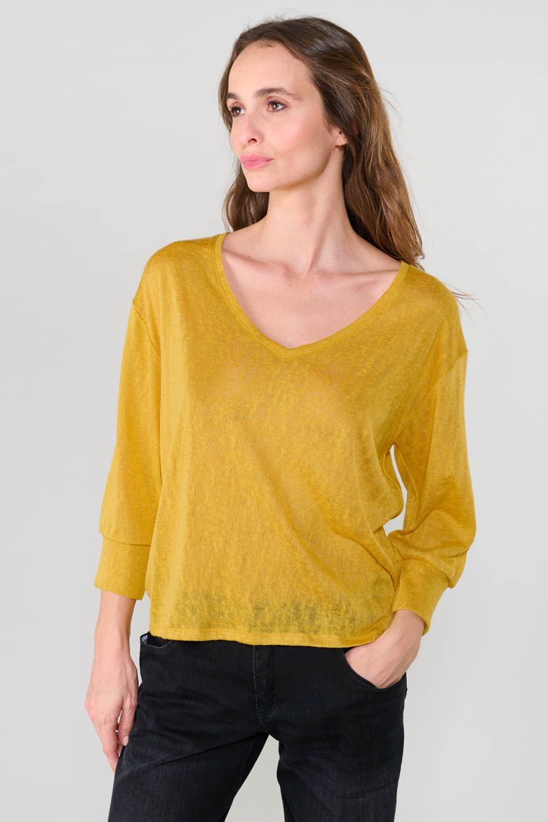 le temps des cerises T-shirt Rondaan moutarde