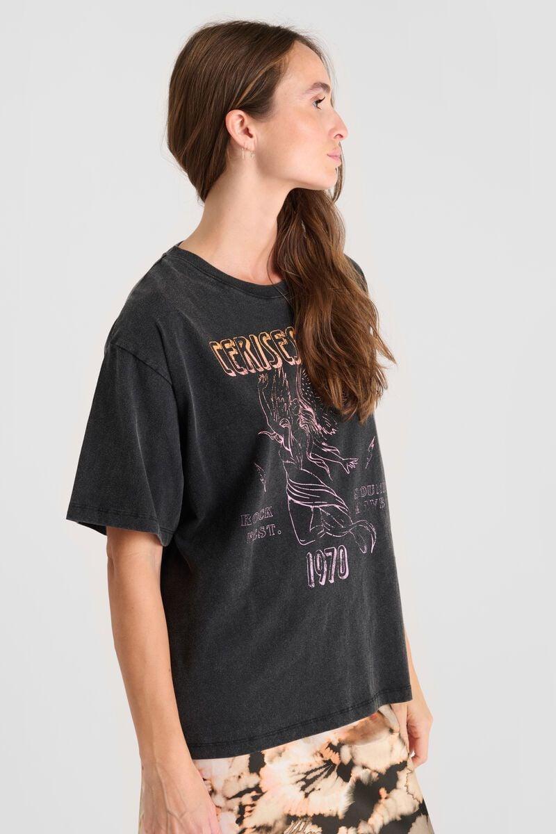 Le Temps Des Cerises T-shirt Scavo Noir Imprimé