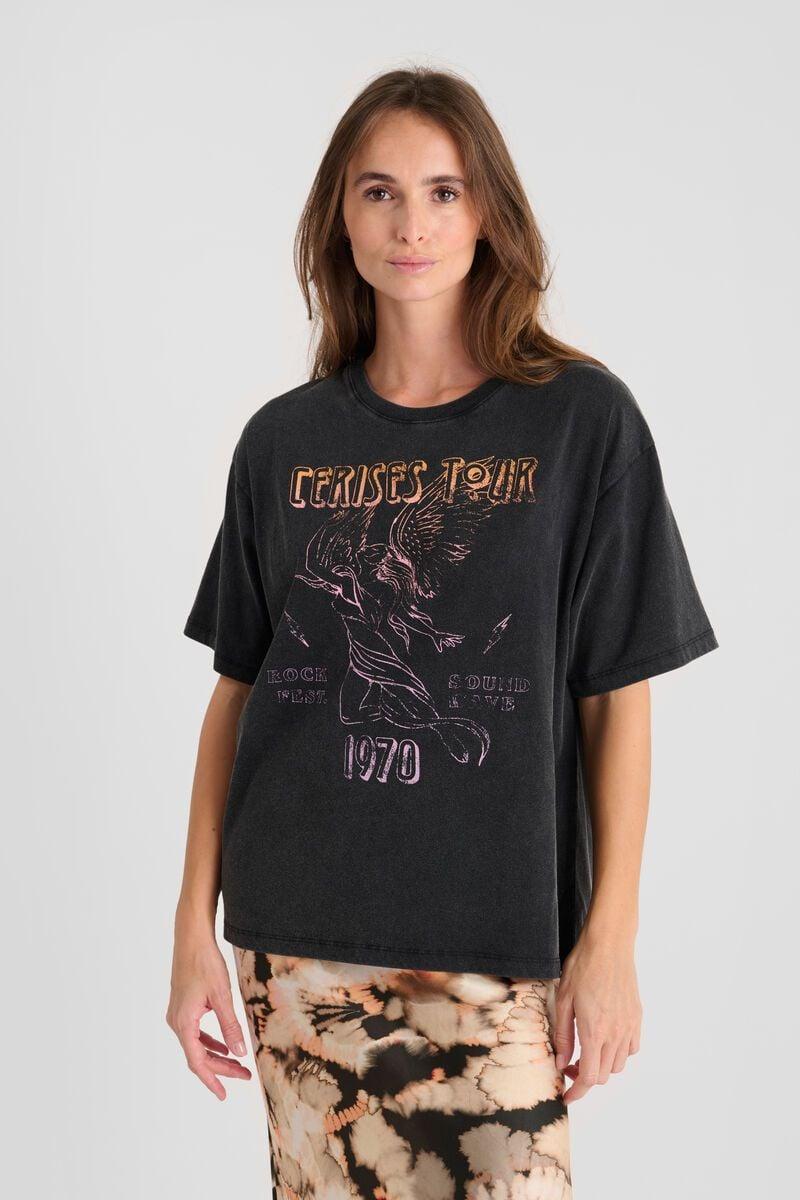 le temps des cerises T-shirt Scavo noir imprimé