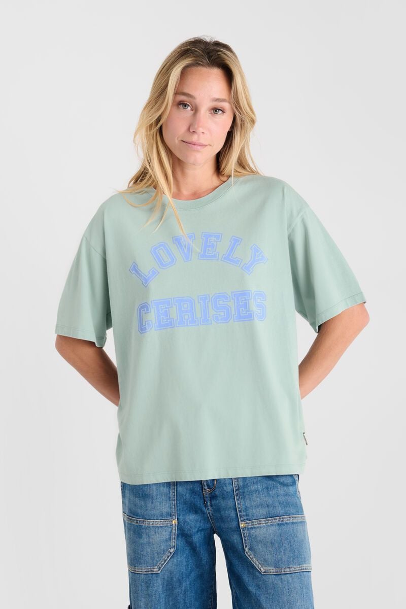 le temps des cerises T-shirt Sherri bleu imprimé