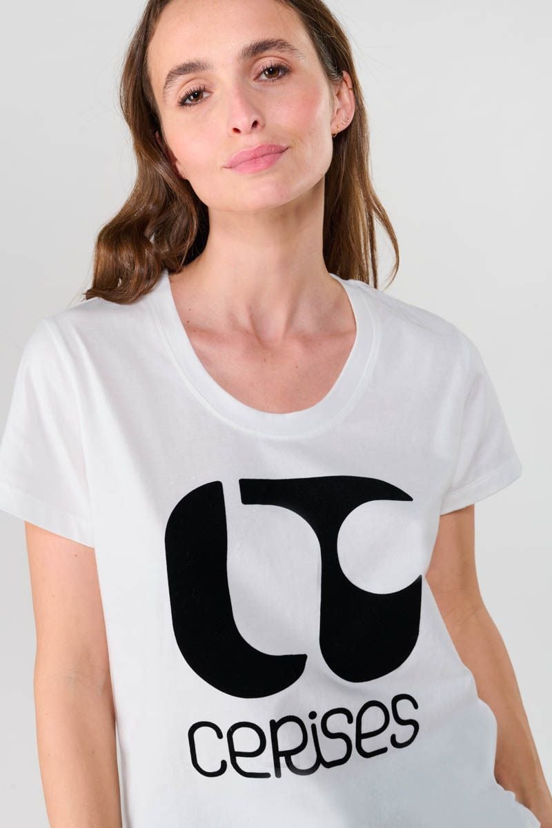 le temps des cerises T-shirt Taolo blanc imprimé