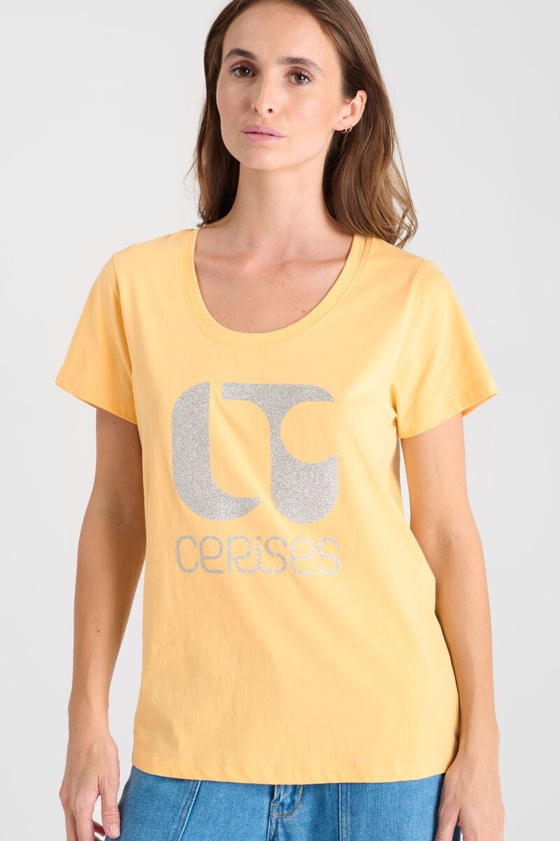 Le Temps Des Cerises T-shirt Taolo Jaune Imprimé