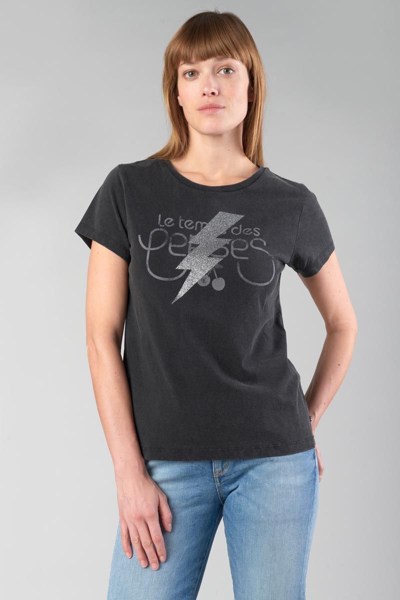 le temps des cerises T-shirt Tonito noir imprimé