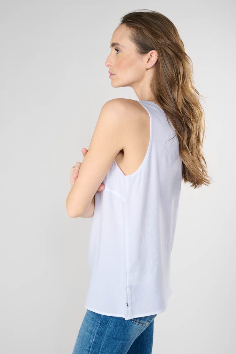 Le Temps Des Cerises Top Marjoli En Tencel Blanc