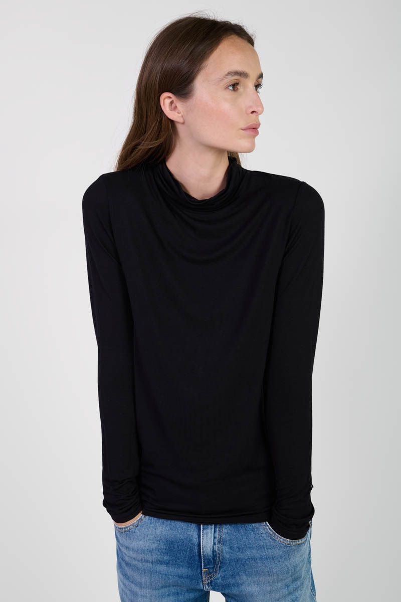 Le Temps Des Cerises Top Nammy Col Roulé Noir