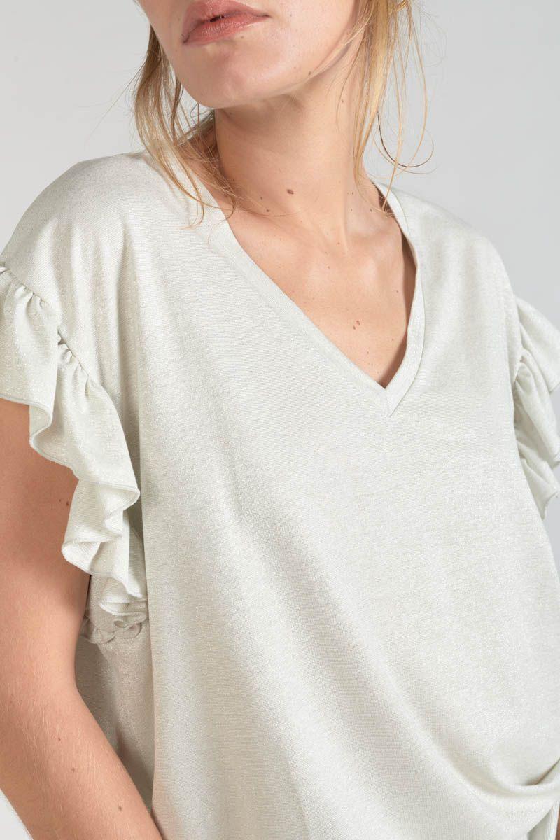 Le Temps Des Cerises Top Ryls Blanc Irisé