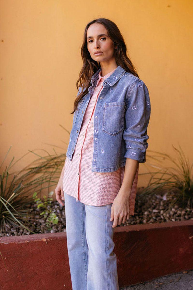 le temps des cerises Veste Apolo en jeans bleu