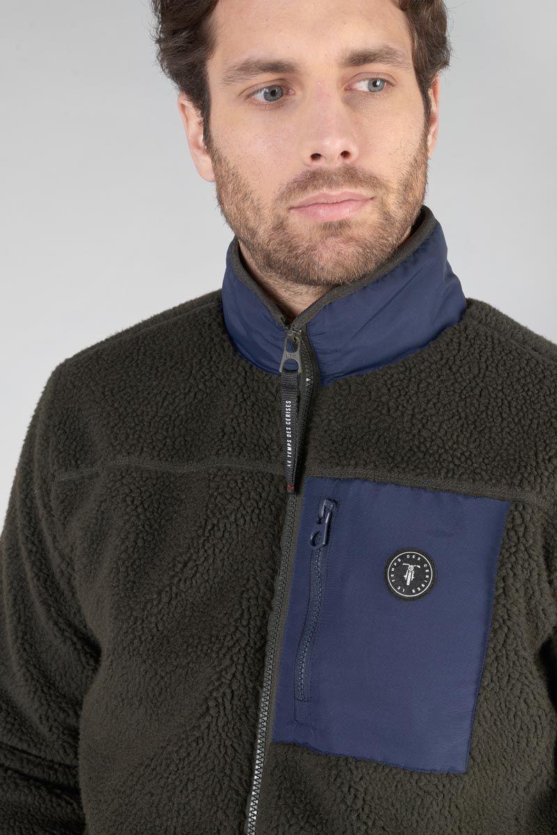 Le Temps Des Cerises Veste Bi-matière Brome Kaki