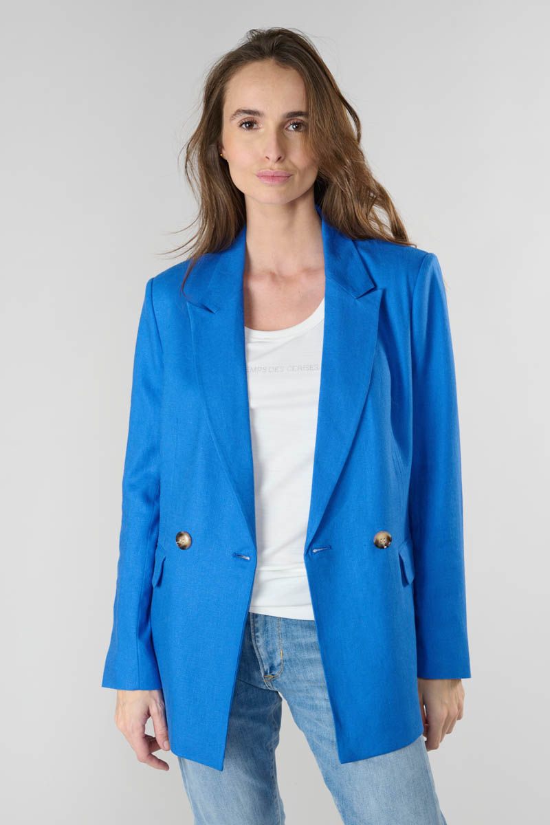 Le Temps Des Cerises Veste Blazer Beky Bleu Roi