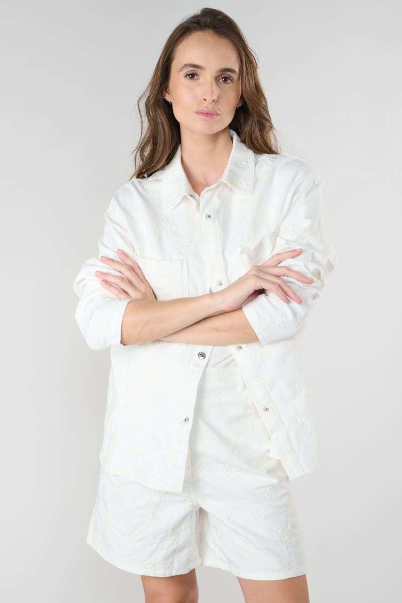 Le Temps Des Cerises Veste Brodée Physost Blanche