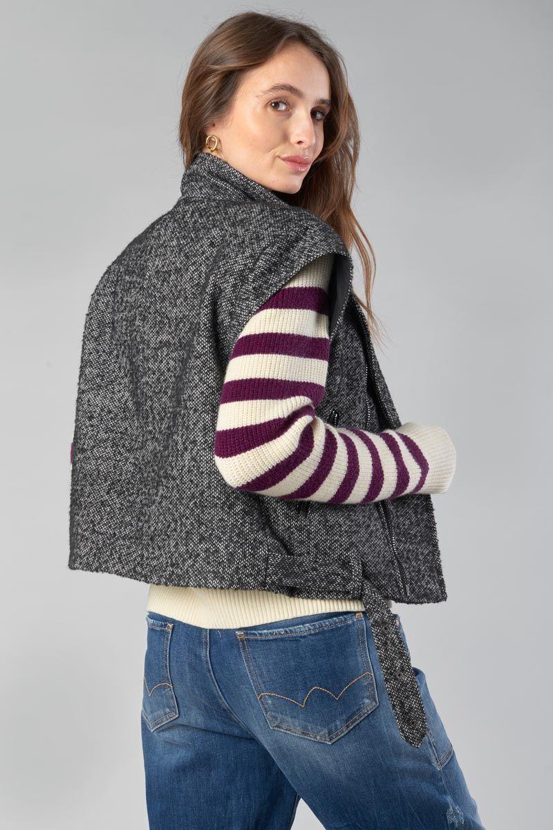 Le Temps Des Cerises Veste Calie Noire Et Blanche