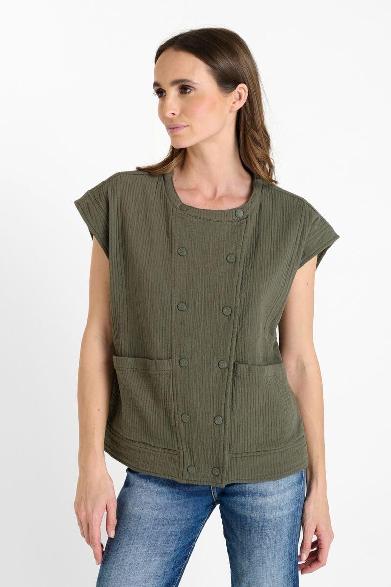 le temps des cerises Veste Elias sans manches kaki