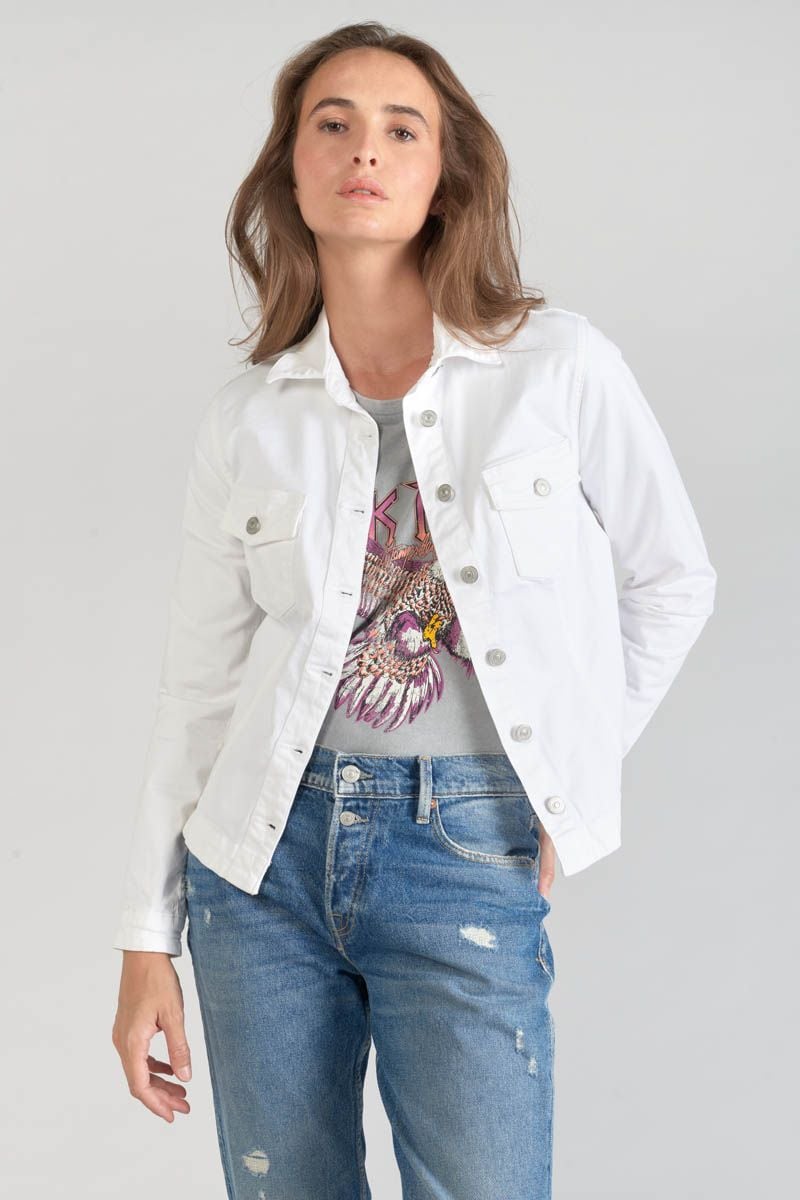 le temps des cerises Veste en jeans Lilly blanche