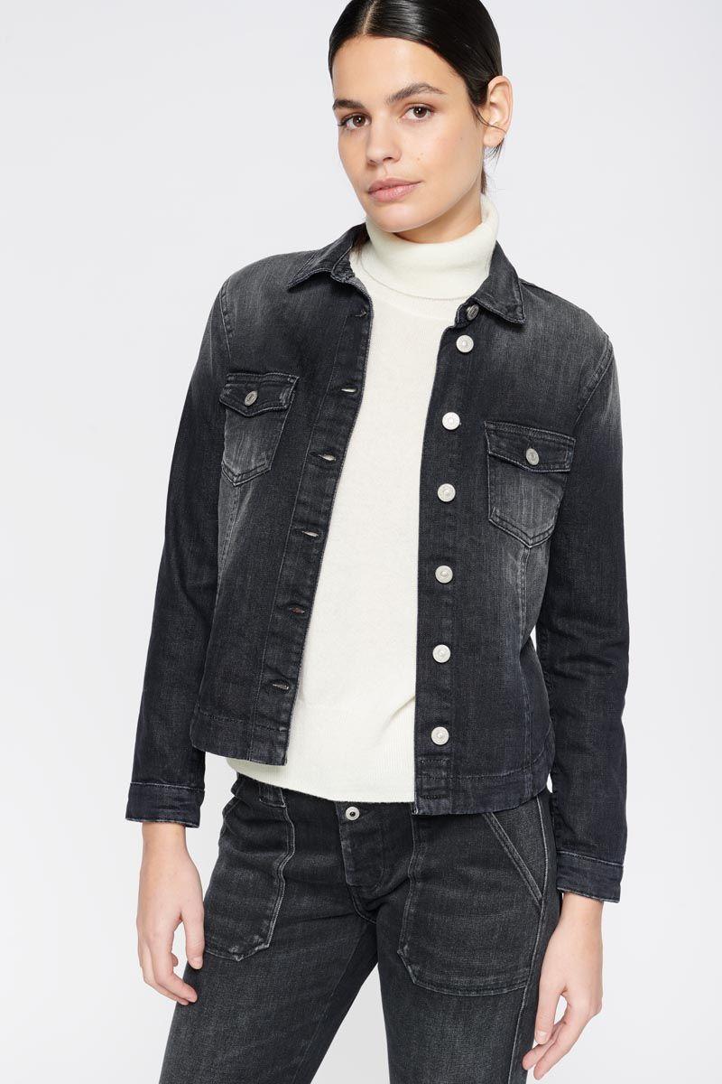 le temps des cerises Veste Lilly en jeans noir