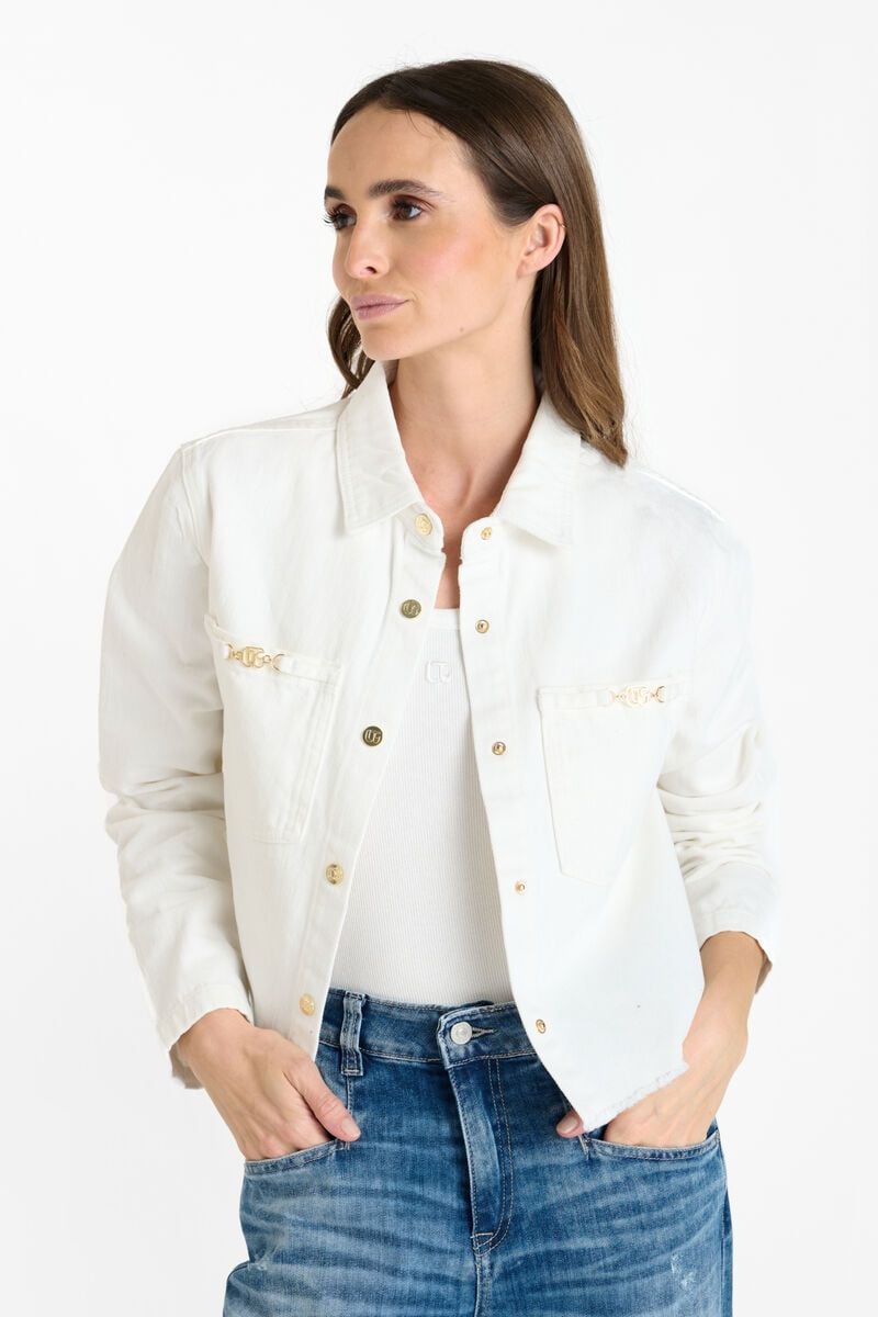 le temps des cerises Veste Manuela en jeans blanc