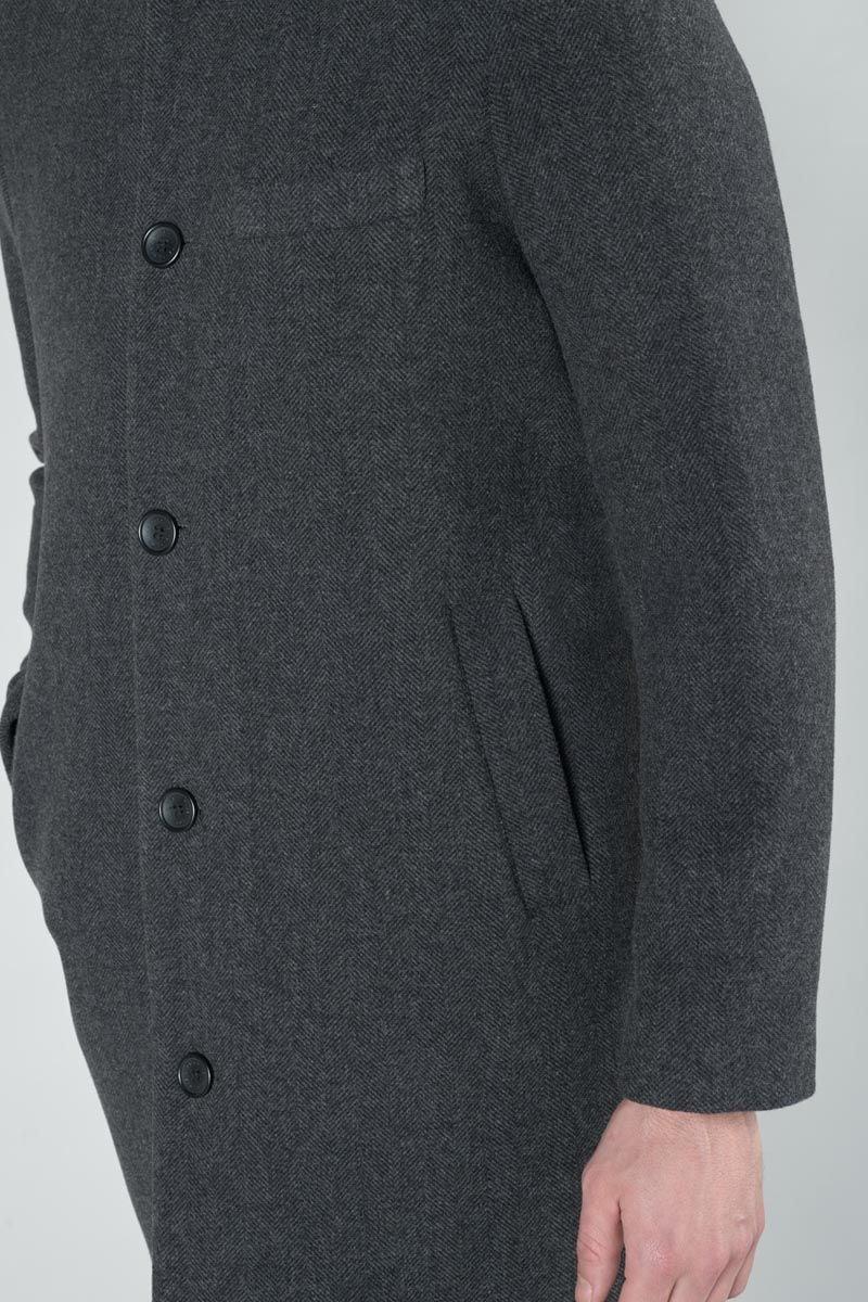 Le Temps Des Cerises Manteau Mi-long Dores à Chevrons Gris