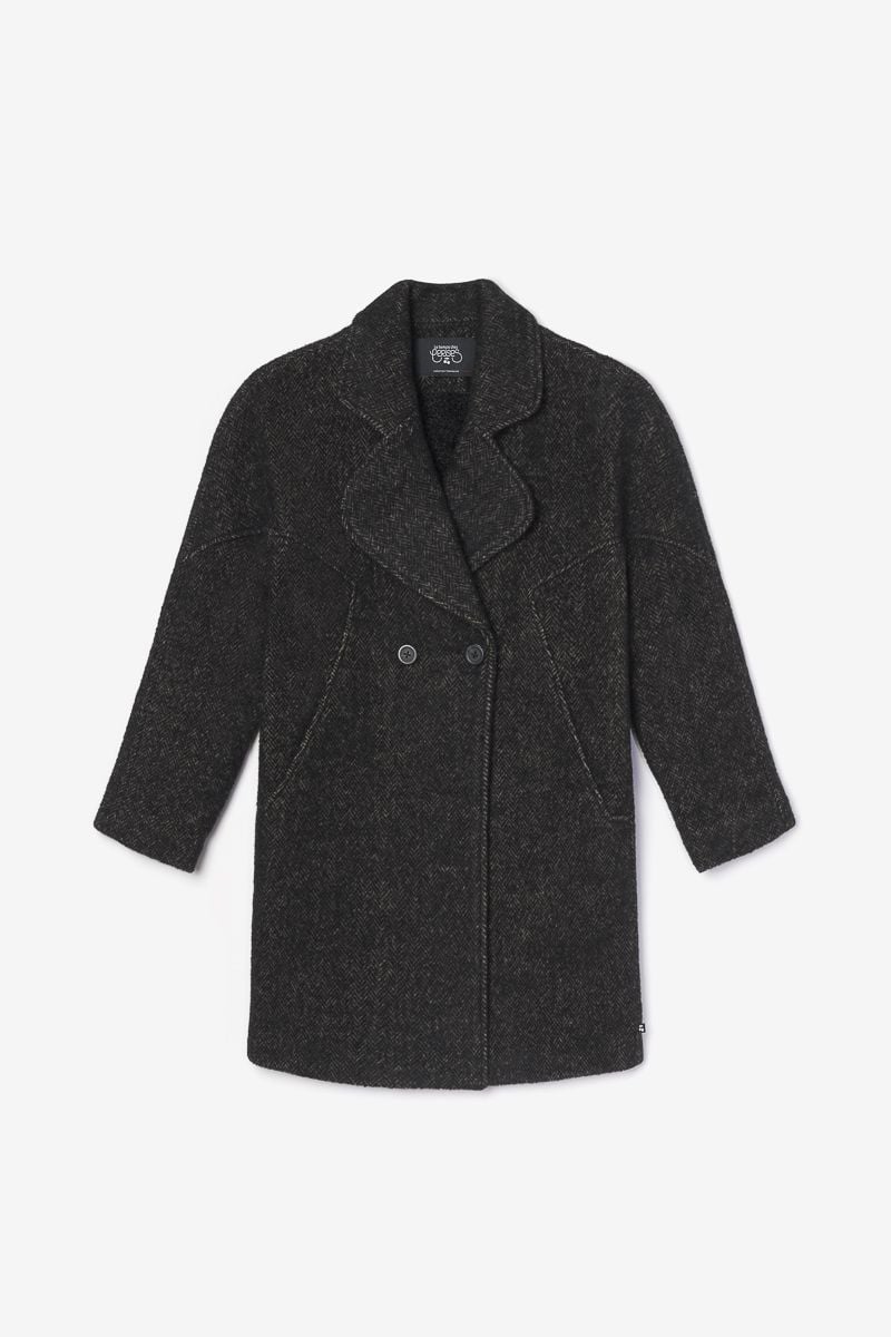Le Temps Des Cerises Manteau Shawgi Marron à Motif Chevrons