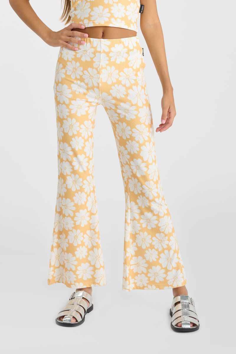 Le Temps Des Cerises Pantalon Archigi Moutarde à Motif Fleuri
