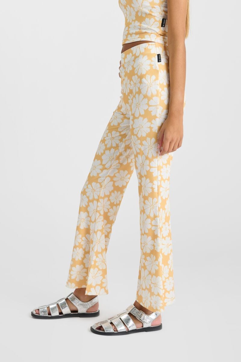 Le Temps Des Cerises Pantalon Archigi Moutarde à Motif Fleuri