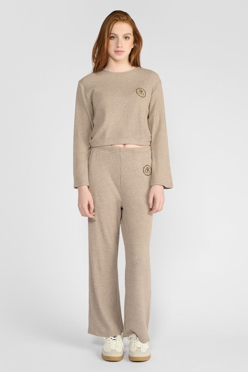 Le Temps Des Cerises Pantalon Arizegi En Maille Beige