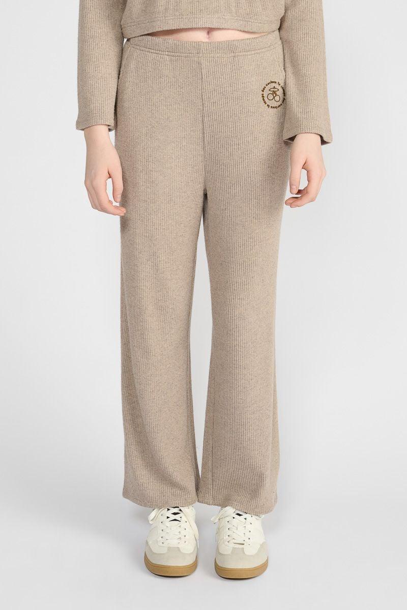 le temps des cerises Pantalon Arizegi en maille beige