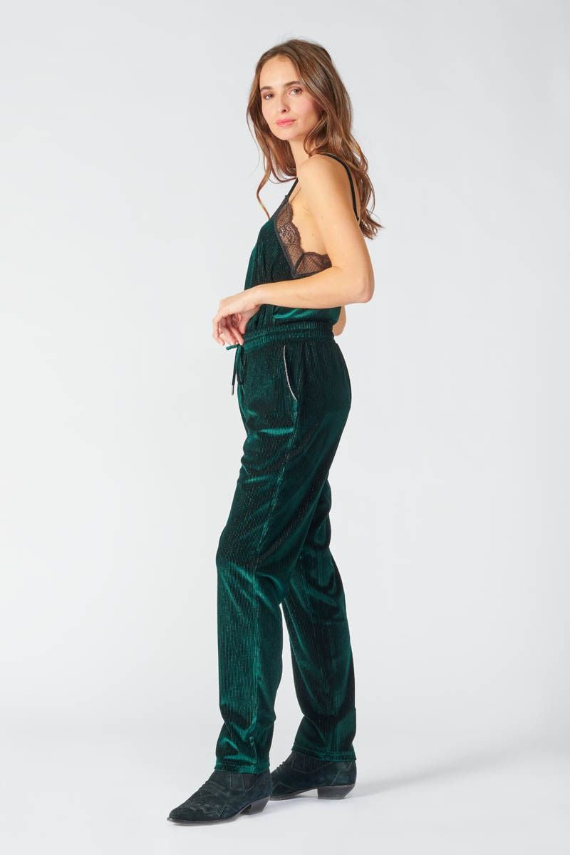 Le Temps Des Cerises Pantalon Ashton En Velours Vert Sapin