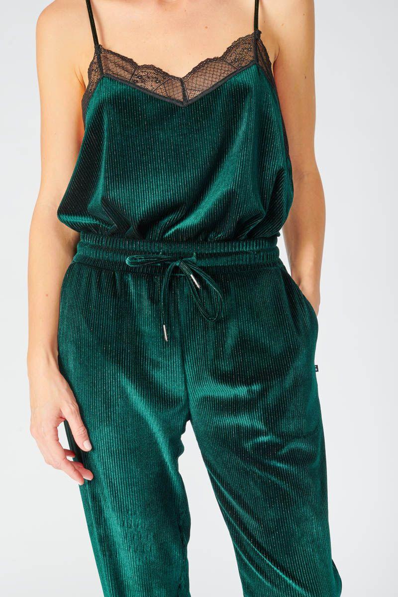 Le Temps Des Cerises Pantalon Ashton En Velours Vert Sapin