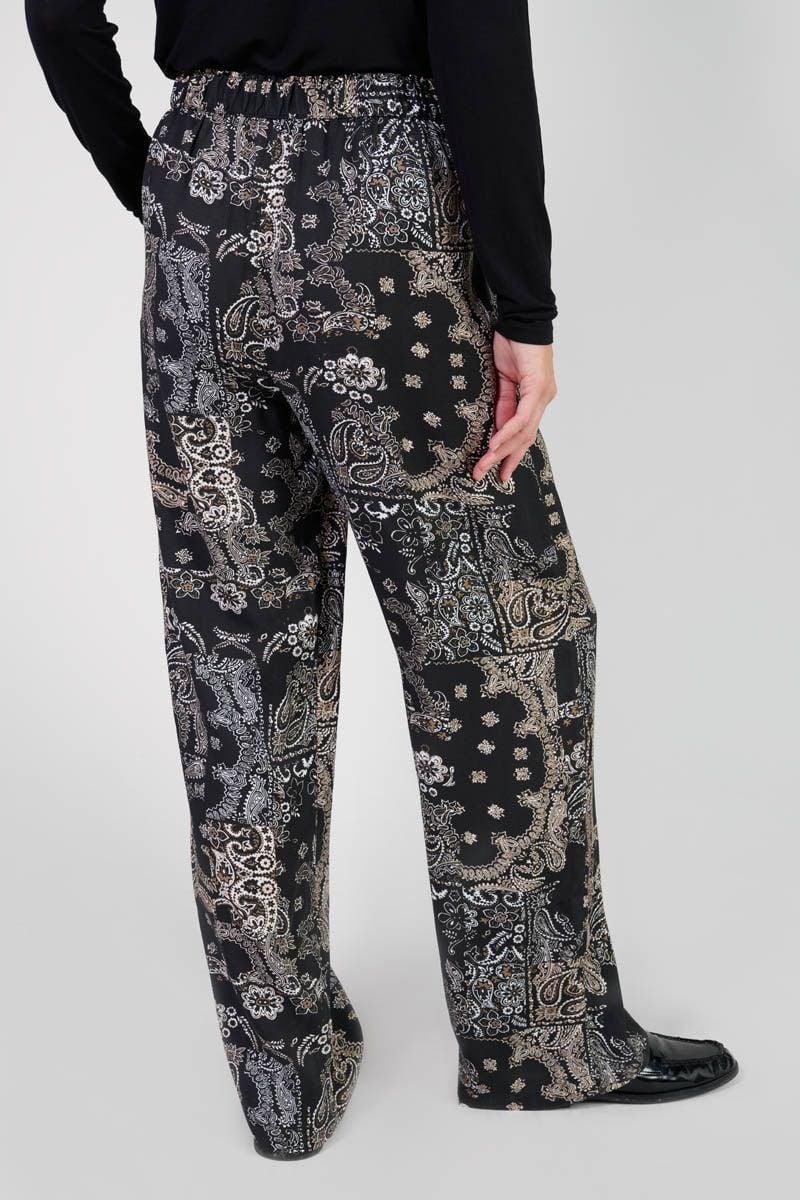 Le Temps Des Cerises Pantalon Bulbiza Noir à Motif Cachemire