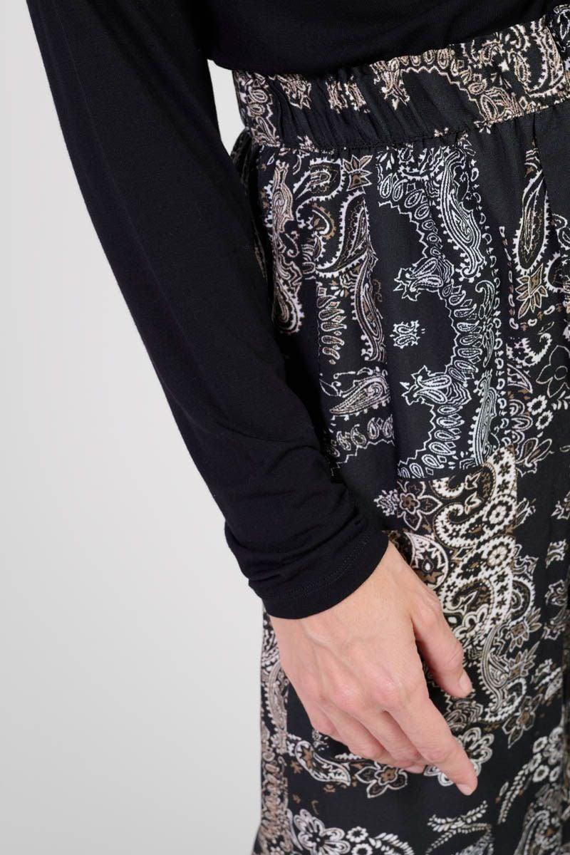 Le Temps Des Cerises Pantalon Bulbiza Noir à Motif Cachemire