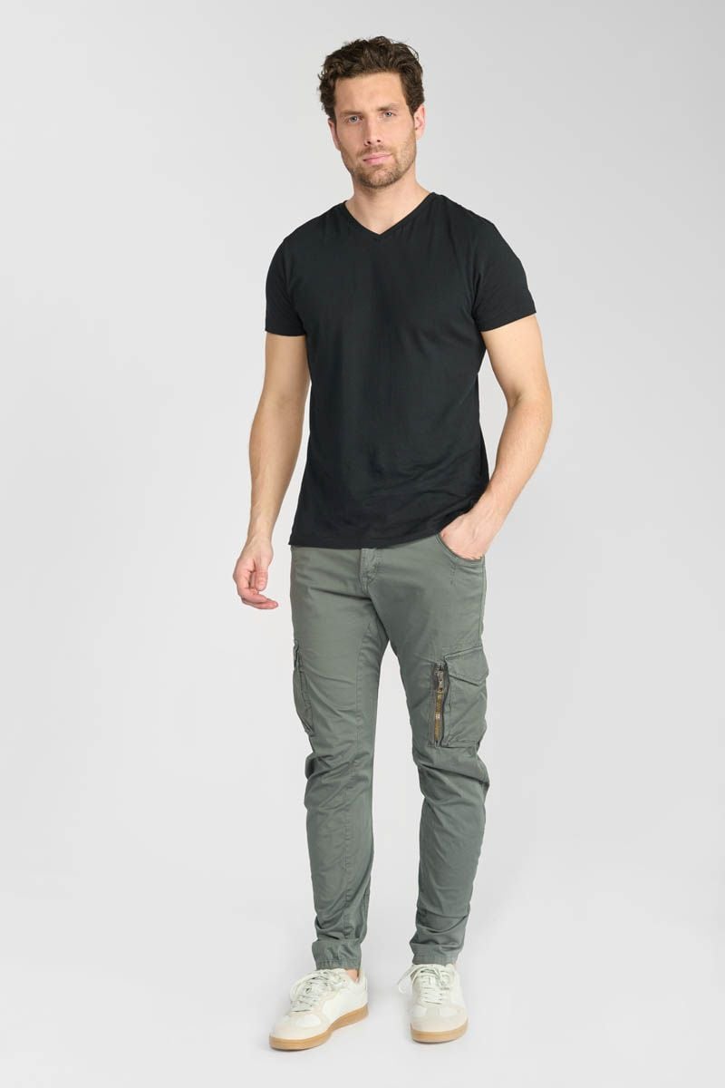 le temps des cerises Pantalon cargo Alban gris vert